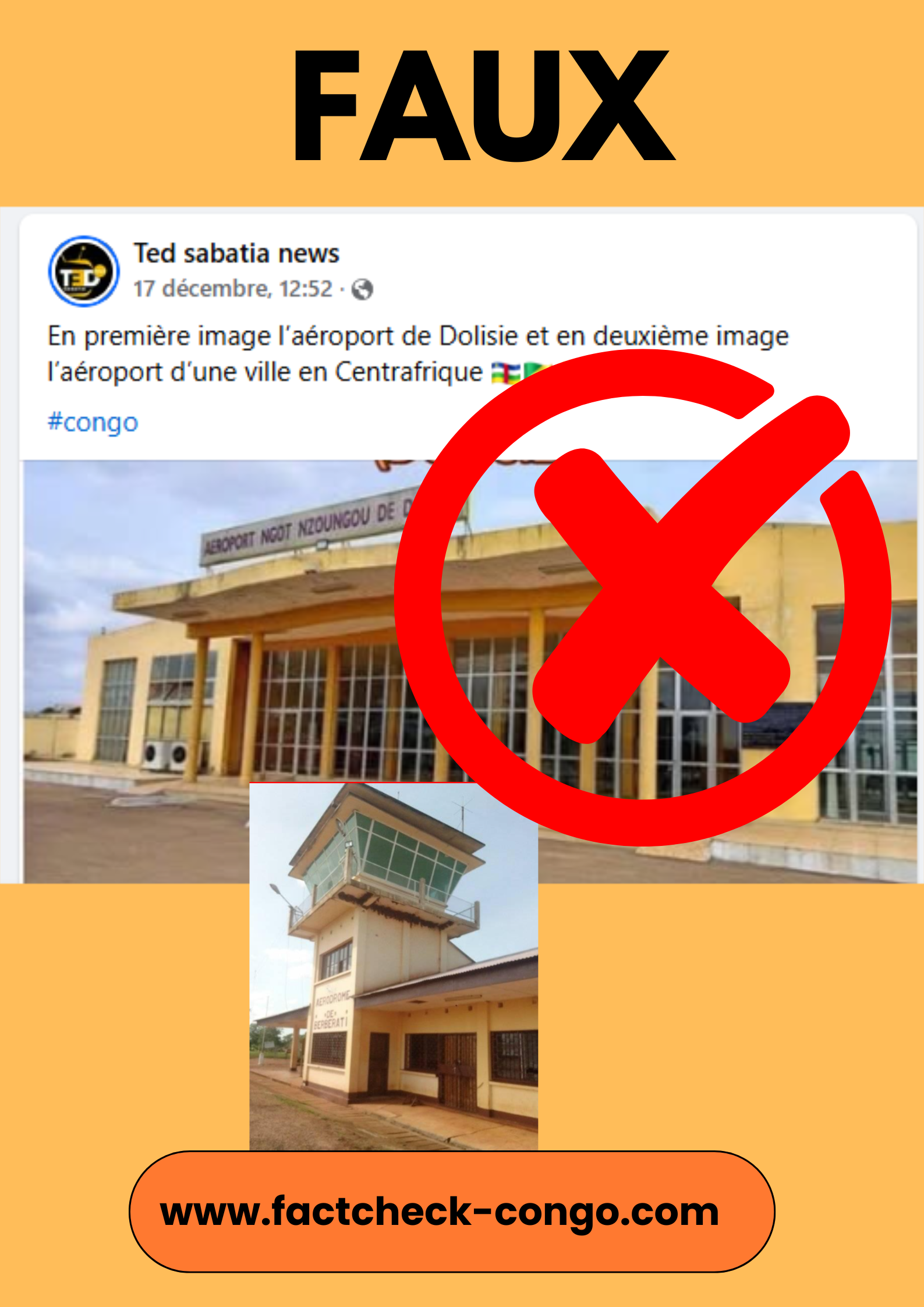 Faux, ces photos ne représentent pas  les aéroports de Dolisie au Congo  et  Bangui en RCA