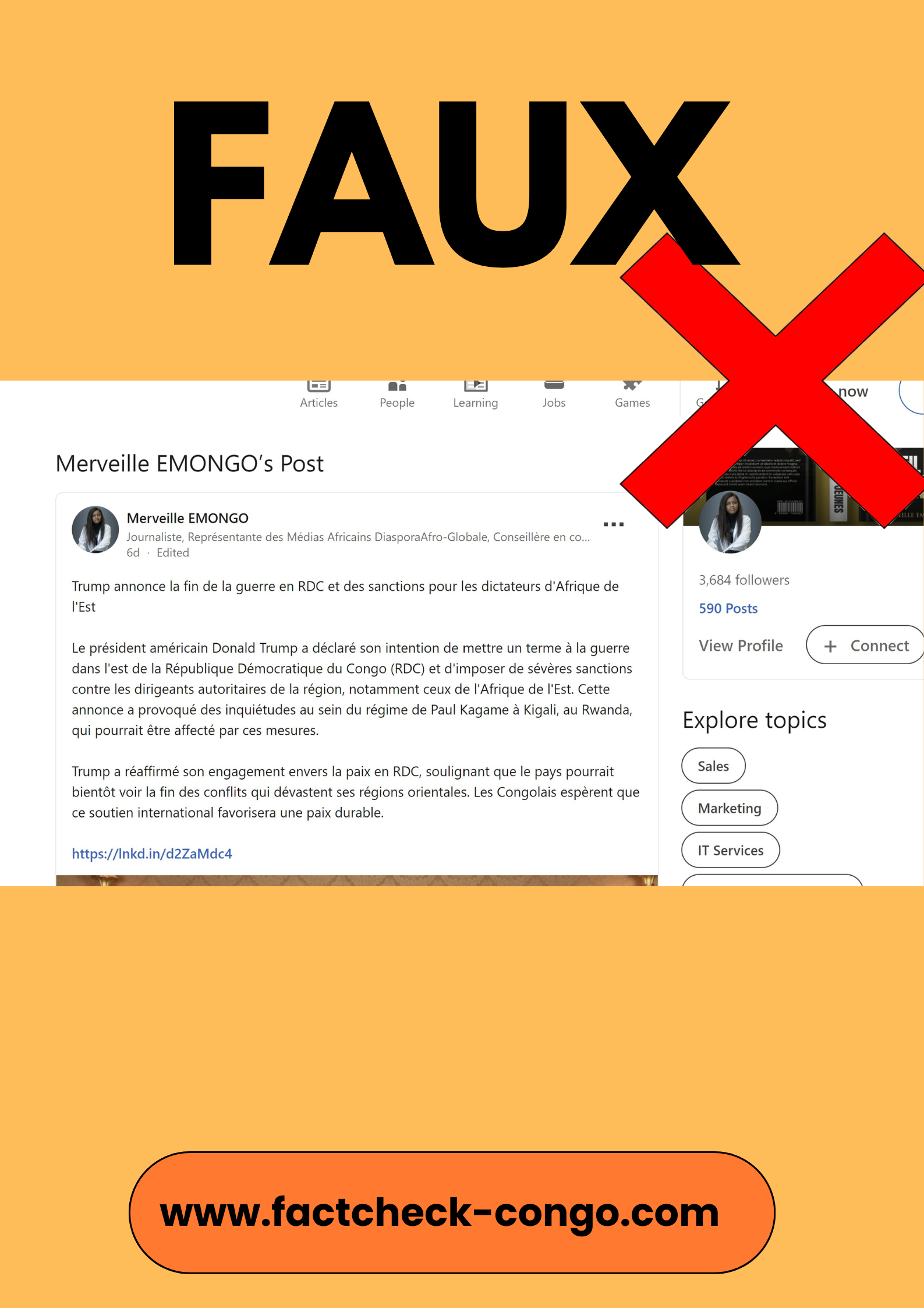 Faux: Donald Trump n&rsquo;a pas annoncé la fin de la guerre en RDC et…