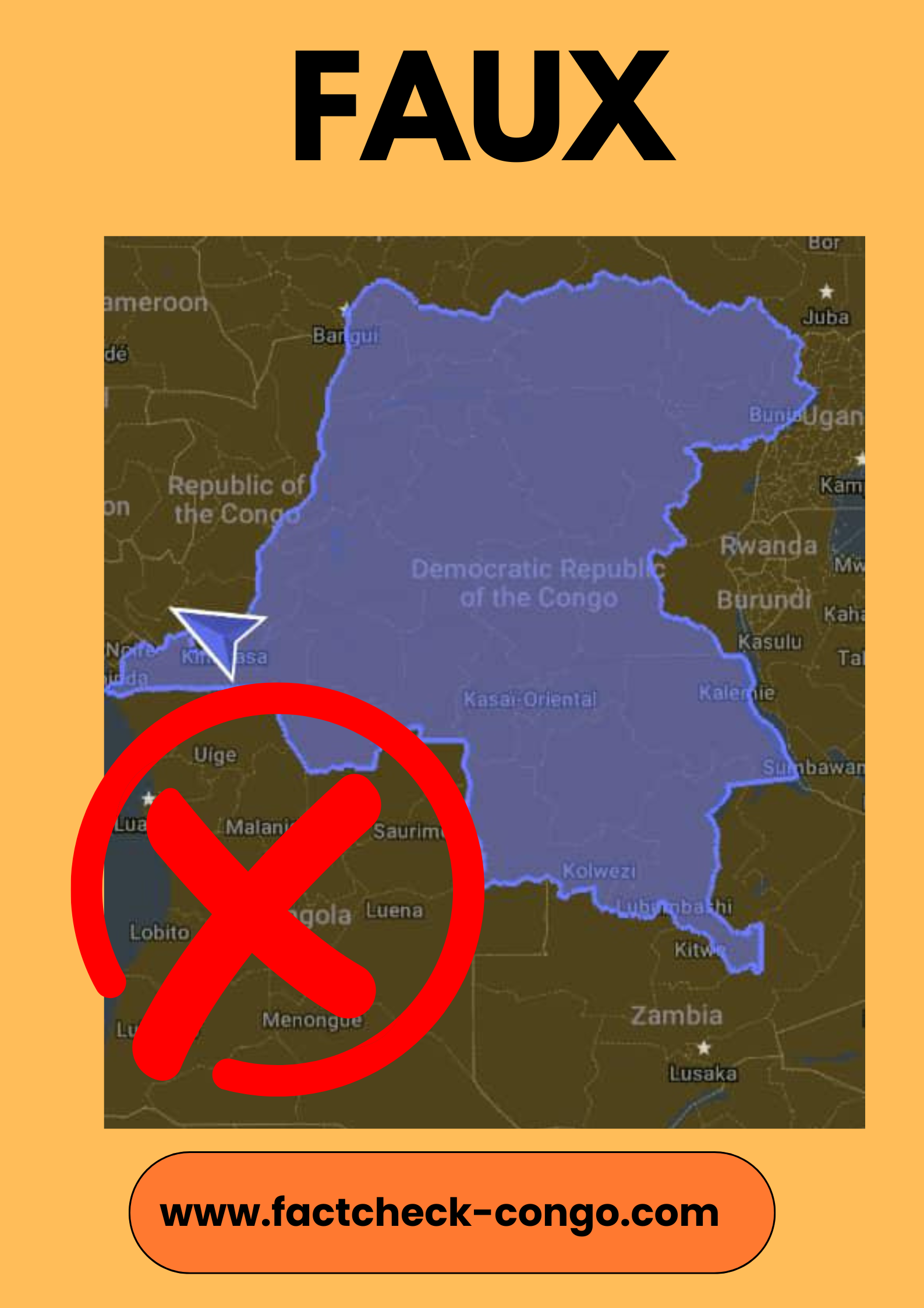 Attention, cette photo d&rsquo;une prétendue carte de la RDC produite par Google Maps est…