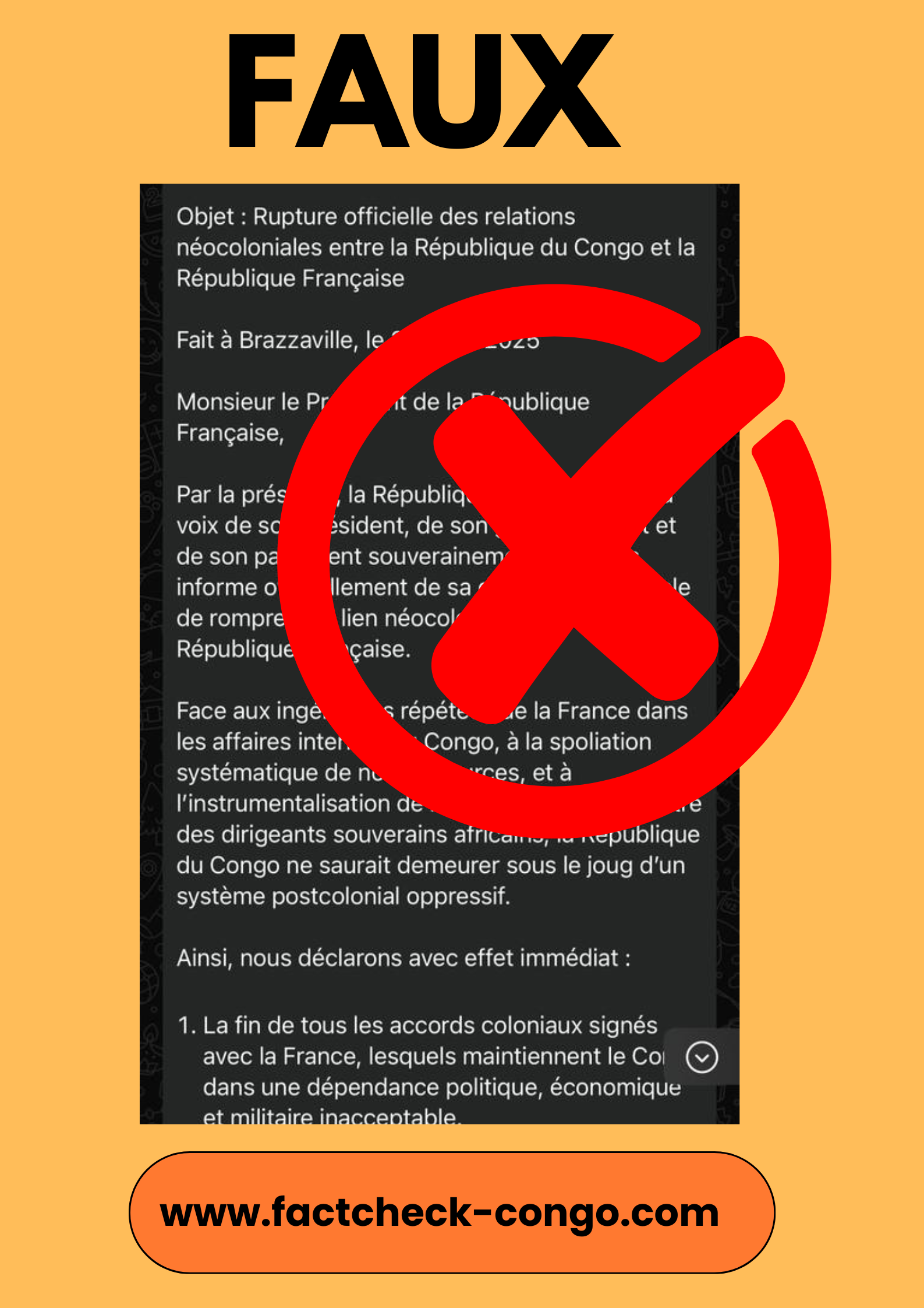 Non, le Congo-Brazzaville n’a pas rompu ses relations avec la France : attention à cette fausse lettre officielle!