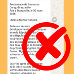 Faux, aucun appel à quitter le Congo n’a été lancé par l’Ambassadrice de France au Congo!