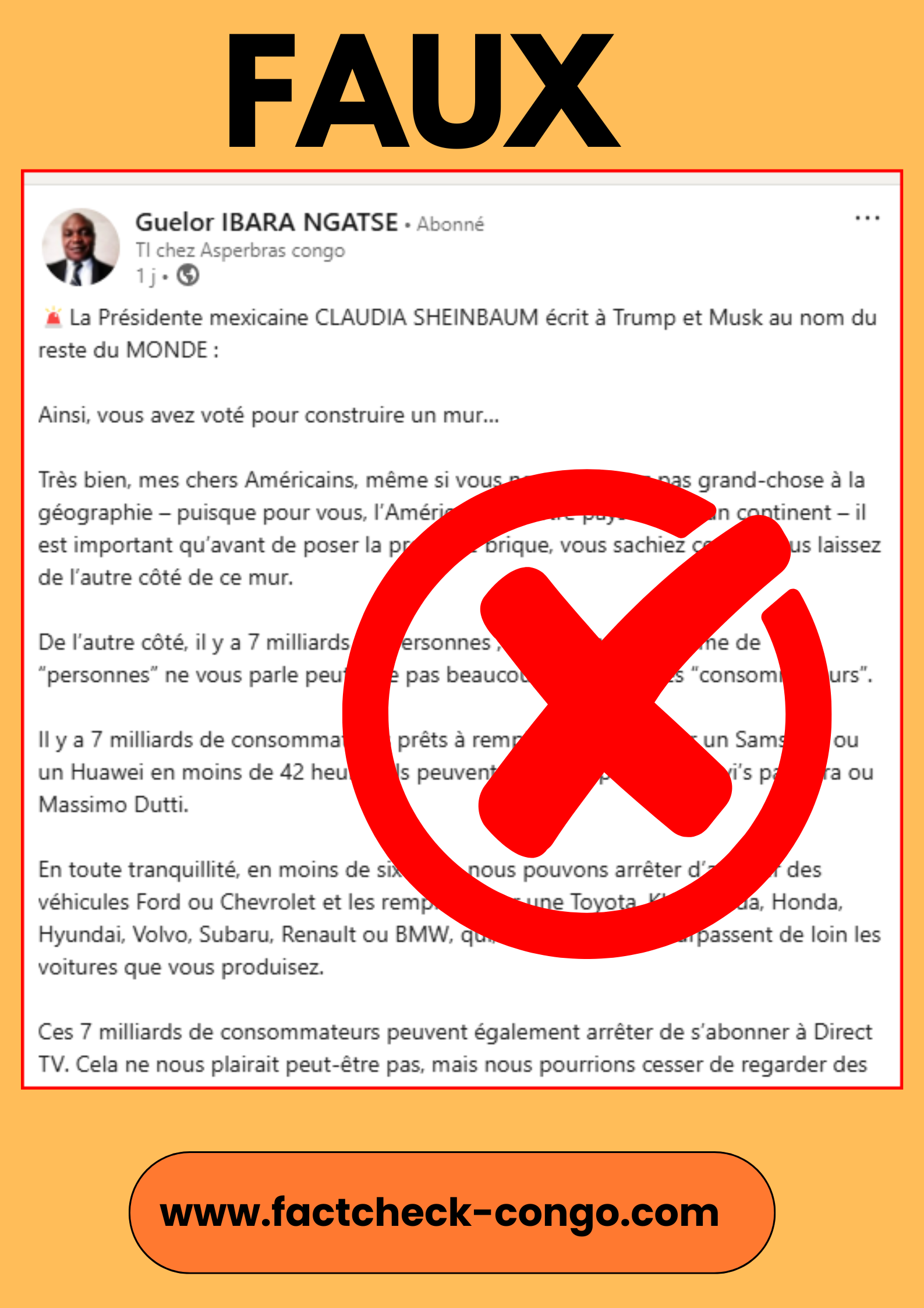 Non, la présidente mexicaine Claudia Sheinbaum n’a pas…