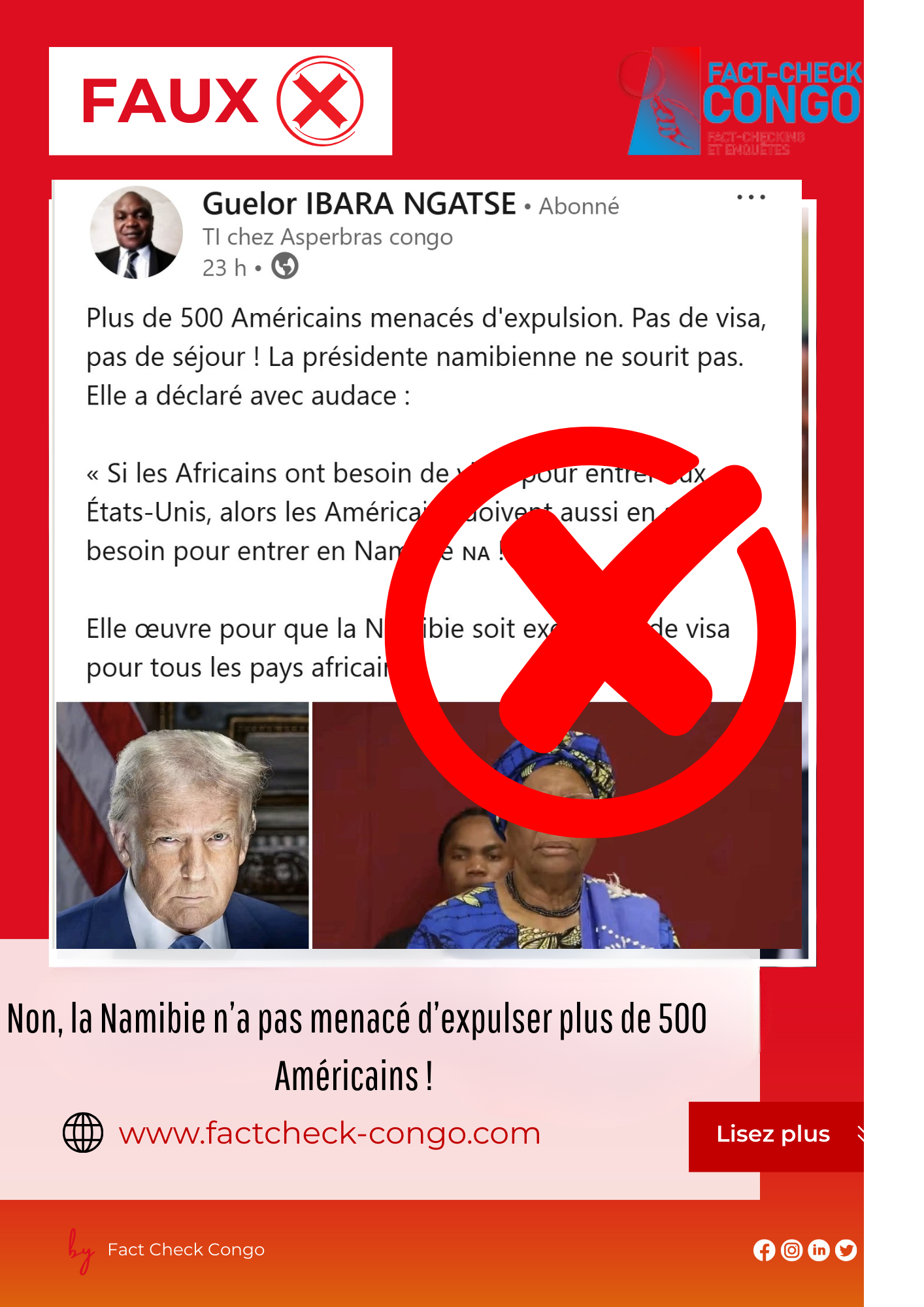 Non, la Namibie n’a pas menacé d’expulser plus de 500 Américains !