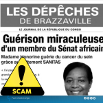 Non, Les Dépêches de Brazzaville n’ont jamais publié d’article sur une « guérison miraculeuse » grâce aux produits Sanitas.