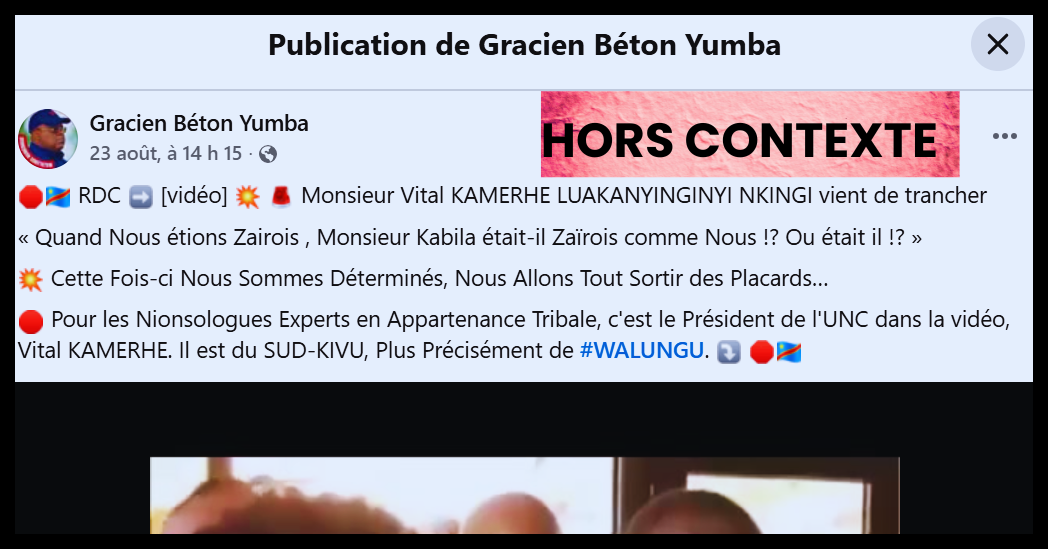 Faux, la vidéo de Vital Kamerhe date de 2018, sans lien avec le débat…