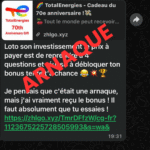 Attention à l&rsquo;arnaque: Total Energie ne fait aucune promotion en ligne actuellement!