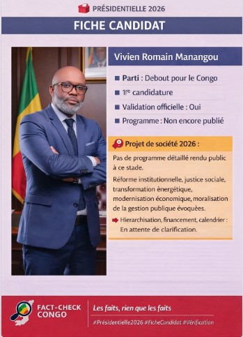 Présidentielle 2026: Vivien Romain Manangou, qui est-il?